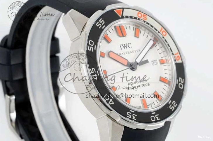 MIROTIME 0131 Aquatimer Automatic SS RSF 1:1 Best Edition White Orange Dial on Black Rubber Strap A Supportive 7069